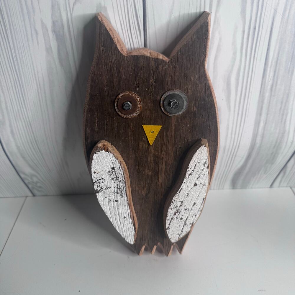 Unique Sundance Wooden Owl Gift Handmade Wooden Owl Rustic Home Decor Art 9”